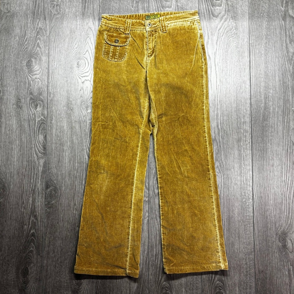 Voit Co Mustard Gold Corduroy Pants Womens Size 5 Y2K Wide Leg Mid Rise Flare